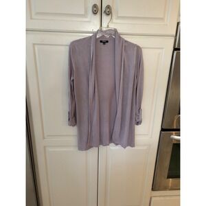 Premise Womens Lavender Purple Open Front Roll Tab Sleeve Viscose Cardigan S